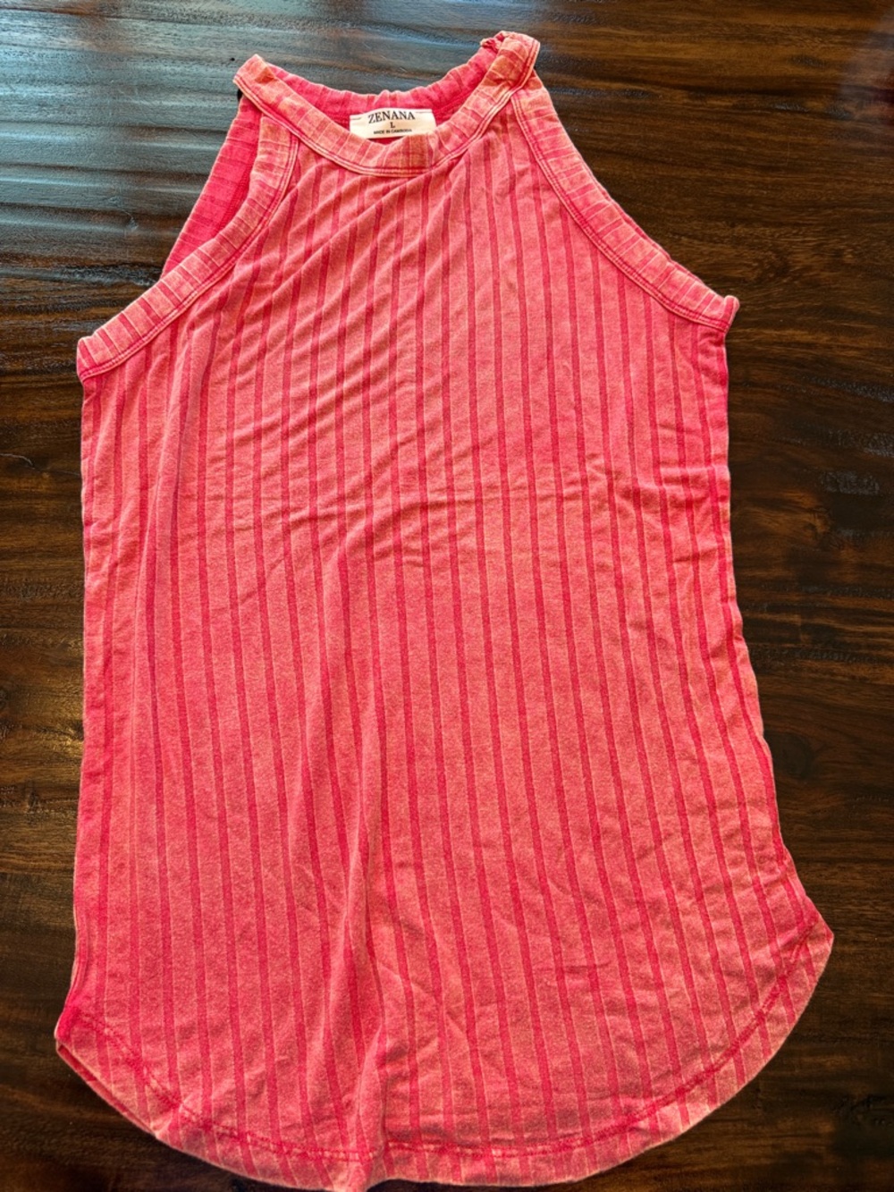 Zenana Outfitters Coral Pink Ribbed High-Neck Tank